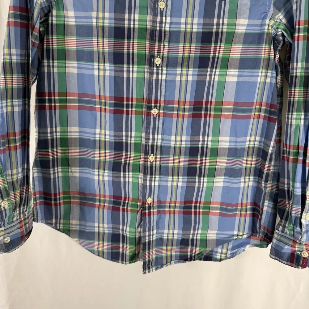 Ralph Lauren Dress Shirt Boys XL 18-20 Blue Plaid Button Up Long Sleeve Collared